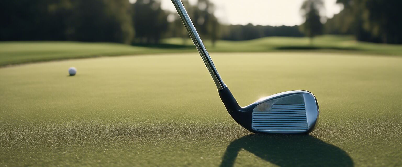 Left-handed golfer using custom clubs on the course