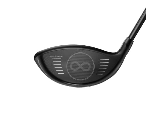 Golf club driver head with infinity symbol design.