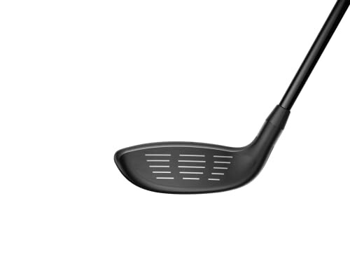 Close-up of a golf club head.