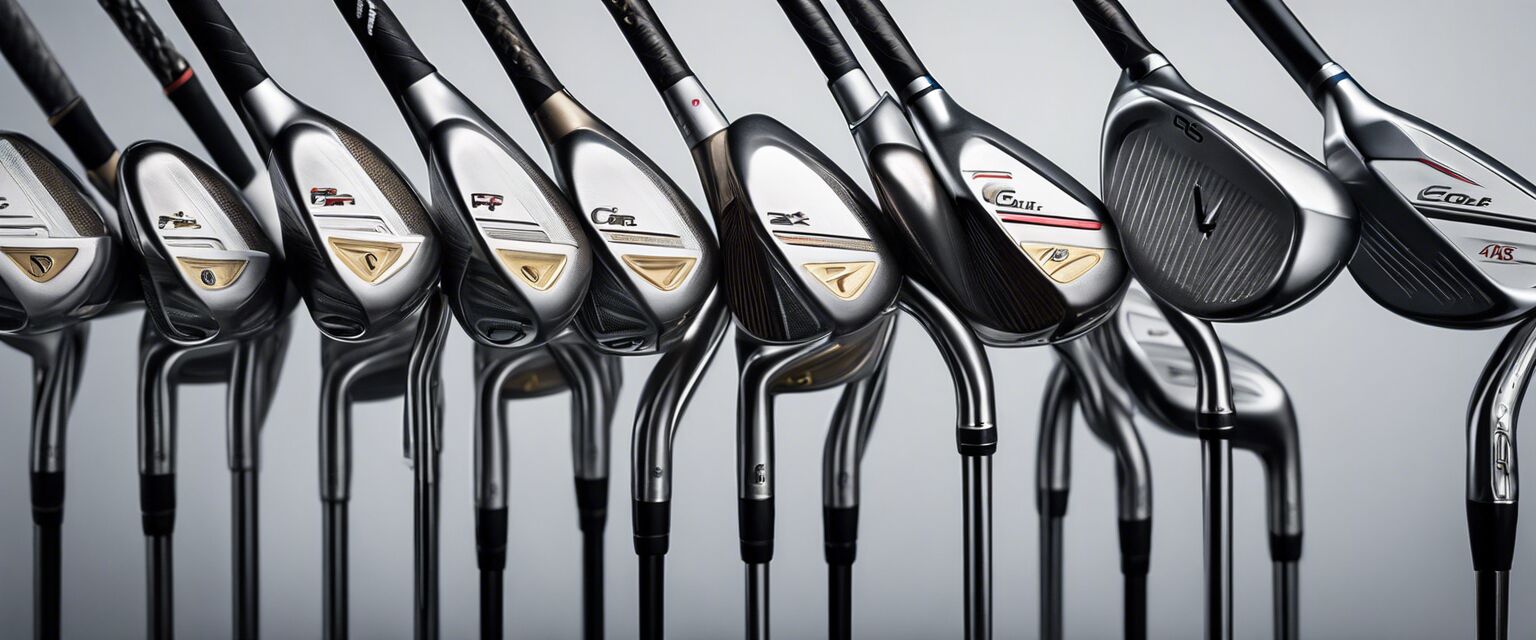 Various sizes of left-handed golf clubs